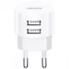 USAMS US-CC080 T20 dvigubas USB apvalus kelioninis įkroviklis, 10,5 W, baltas