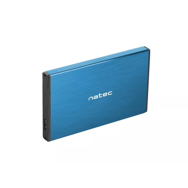 Išorinio HDD/SSD korpuso NATEC Rhino GO 2,5 colio — USB 3.0, SATA III, iki 4 TB, 9,5 mm, aliuminis, mėlynas