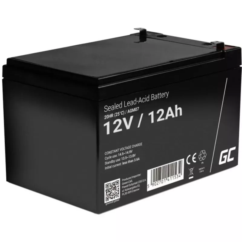 AGM baterija Green Cell 12V 12Ah – sandari švino rūgštinė (VRLA), 151×98×95 mm, 3.3 kg