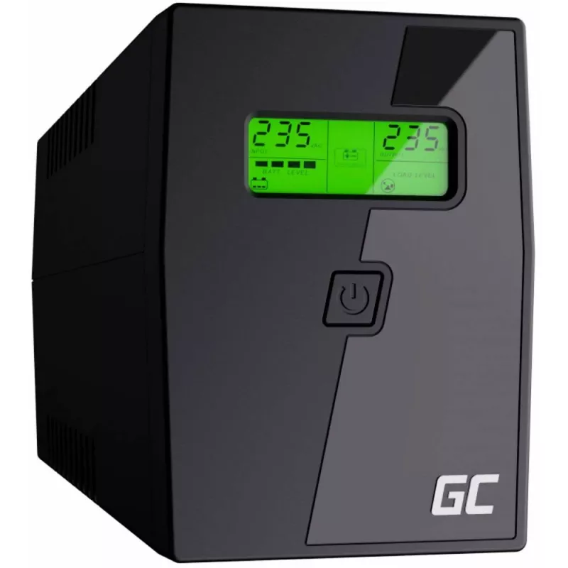 Nepertraukiamo maitinimo šaltinis Green Cell UPS02 0,8 kVA (480 W) linijinis-interaktyvus, LCD, 2x F tipo lizdai, USB-B, RJ-45, RJ-11
