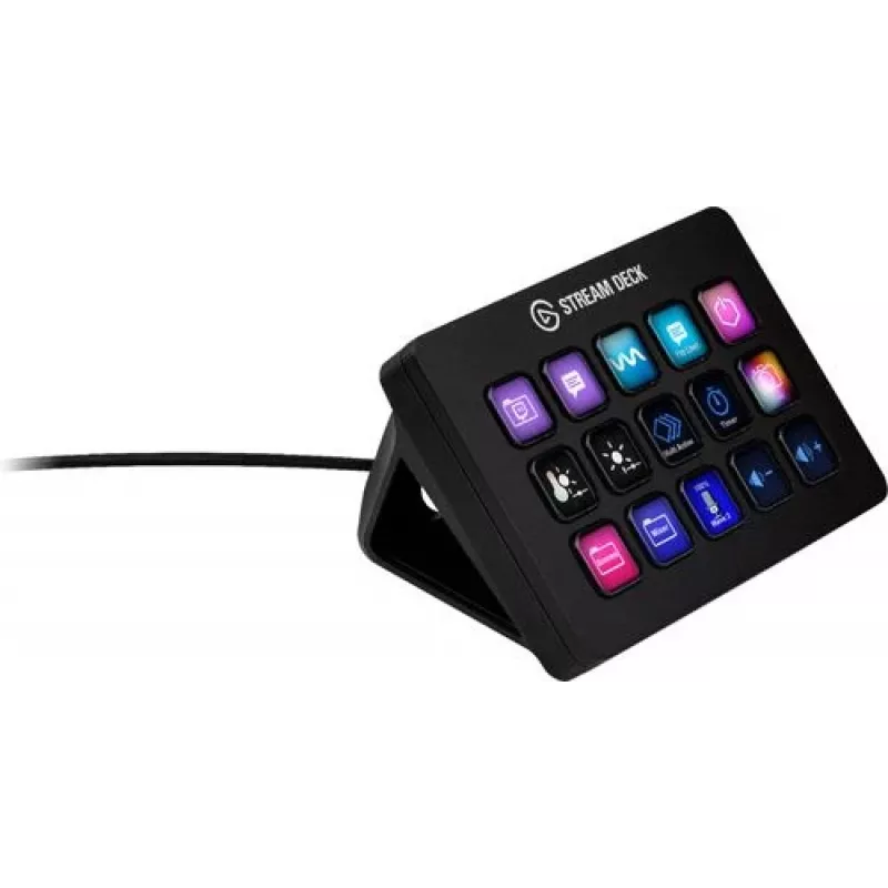„Elgato Stream Deck MK.2“ pritaikomas 15 klavišų USB užduočių valdymo pultas su klasikiniais klavišais, juodas