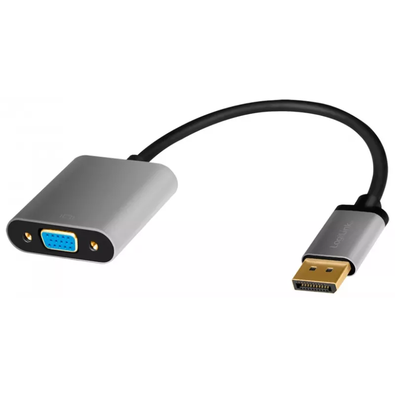 LogiLink CDA0109 jungčių adapteris DisplayPort į VGA 0,15 m, pilka juoda