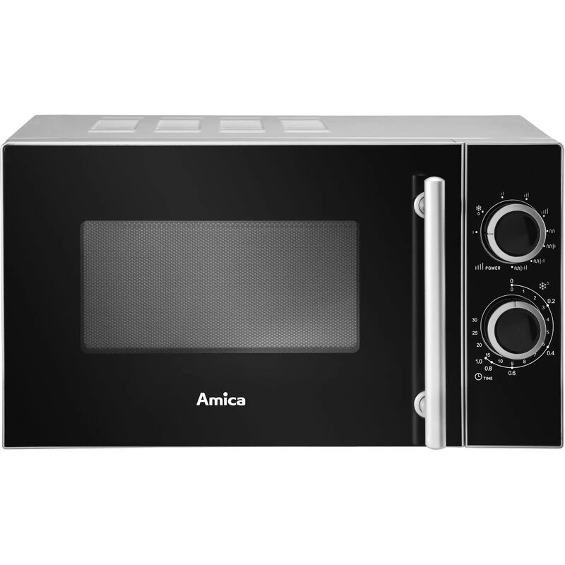 Amica AMGF20M1GS mikrobangų krosnelė Pastatoma Grilio mikrobangų krosnelė 20 L 700 W Juoda, Sidabrinė