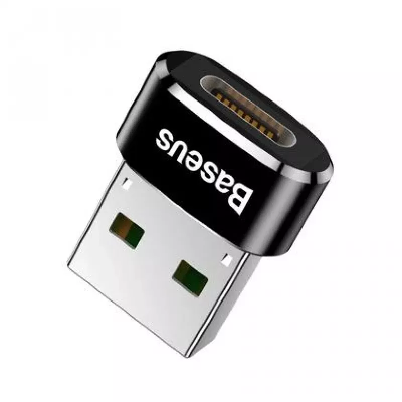 Baseus USB kištukas į Type-C lizdą adapterio keitiklis juodas