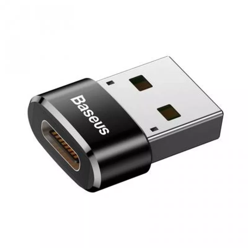 Baseus USB kištukas į Type-C lizdą adapterio keitiklis juodas