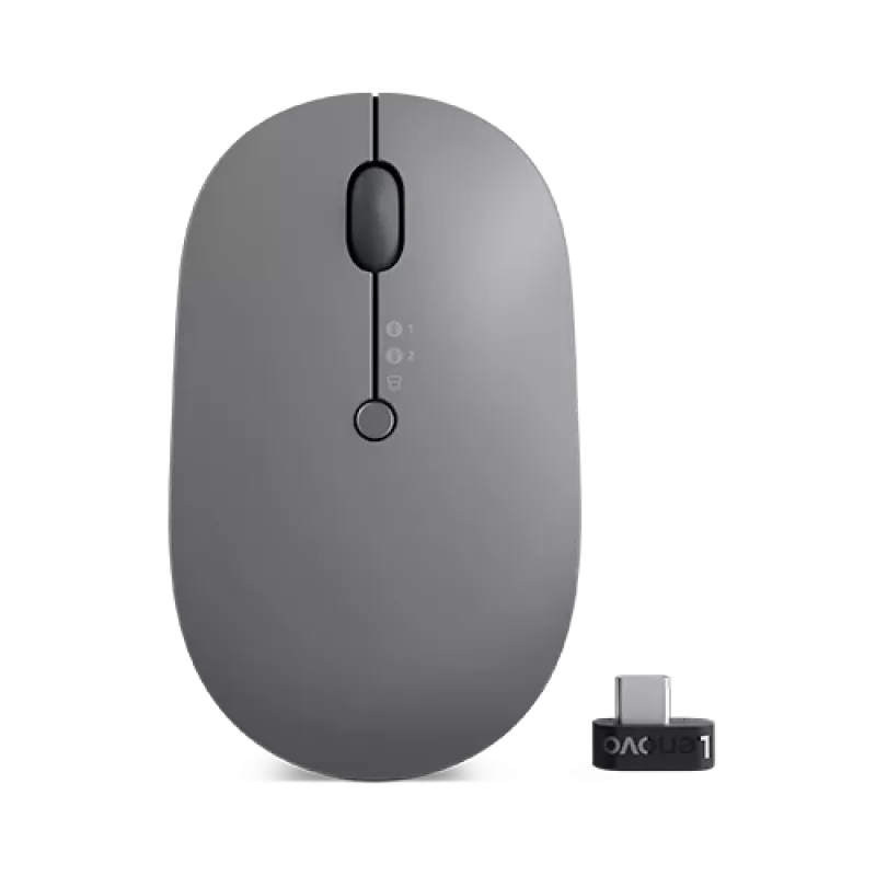 „Lenovo Go“ belaidė kelių įrenginių pelė, biuro, abiem rankoms tinkama, RF belaidė + „Bluetooth“ + USB Type-A, optinė, 2400 DPI