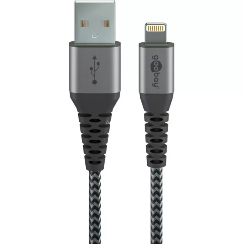 GOOBAY Lightning kabelis 49268 — USB A į Lightning, 1 m, 2.4A, pilka / sidabrinė