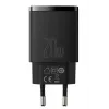 Vidinis USB greitasis įkroviklis Baseus CCXJ-B01 – 2 prievadai (USB-C PD 20W + USB-A QC3.0 18W), 100–240 V, juodas