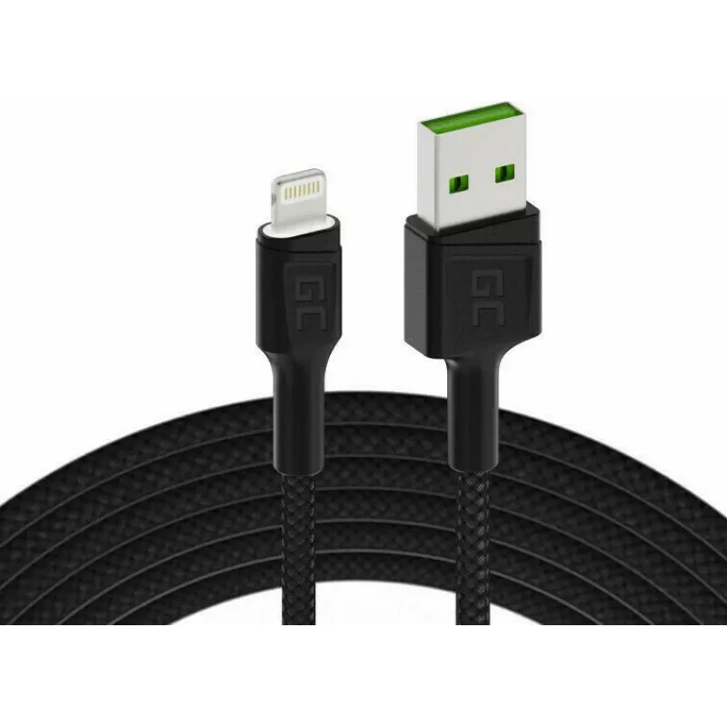 Lightning į USB-A laidas Green Cell KABGC12, 2 m, Lightning – USB A, juodas