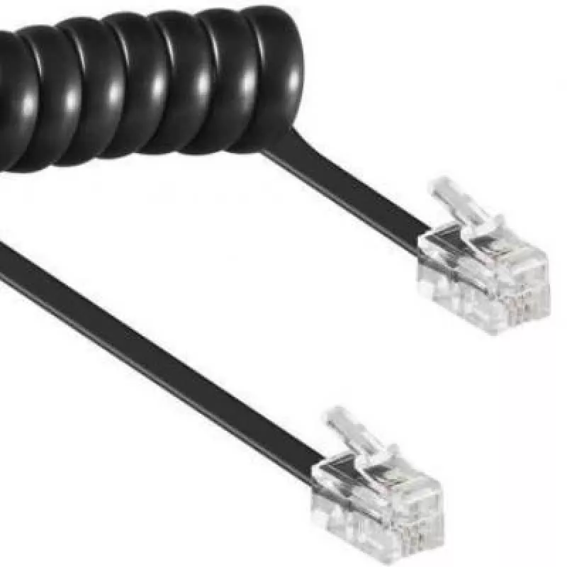 Spiralinis kabelis RJ10/4P4C/2m/juodas