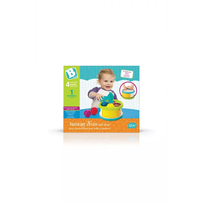 Kamuoliukų numetimo plaktuko žaislas B-kids 1164883N su spalvingais kamuoliukais ir muzikiniais garsais