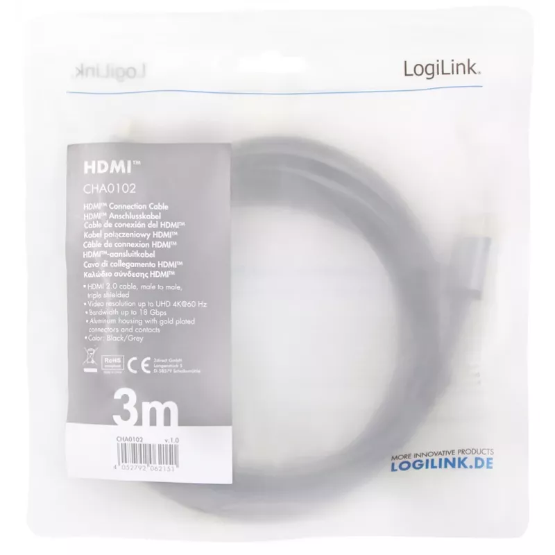 HDMI laidas LogiLink CHA0102 3 m