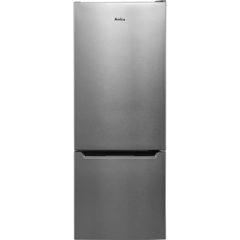 Laisvai pastatomas šaldytuvas-šaldiklis AMICA KGCL 384 160 E, bendras 205 L, šaldytuvas 153 L, šaldiklis 52 L, apatinis šaldiklis, nerūdijantis plienas