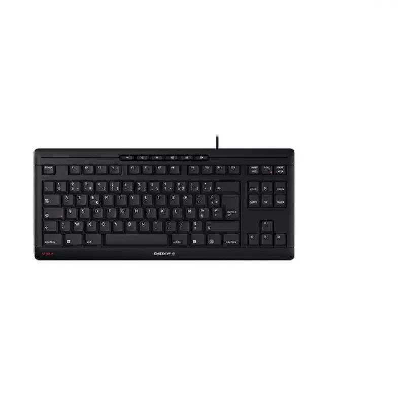 Klaviatūra CHERRY STREAM TKL USB AZERTY prancūziška juoda laidinė 94 klavišai