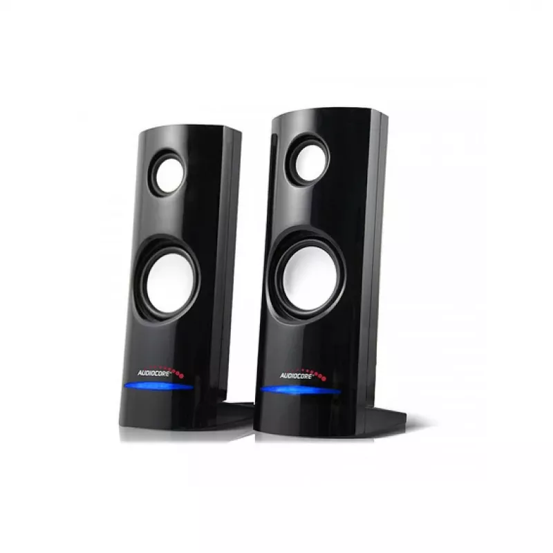 2 krypčių laidinė kompiuterio kolonėlė Audiocore AC860, 2.0 kanalai, 4 W RMS, maitinimas USB, 3,5 mm įvestis, juoda