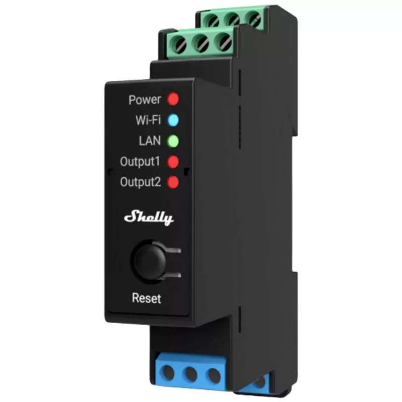 Pro 2PM, 25A, Wi-Fi, LAN and Bluetooth 2-Channel Smart Relay with Galia Metering, Home Automation