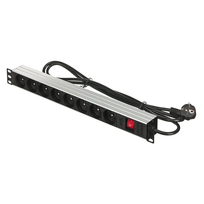 Alantec 19-inch 1U Galia Strip, 8x CEE 7/5, Switch, 1.8m (PZ081U)