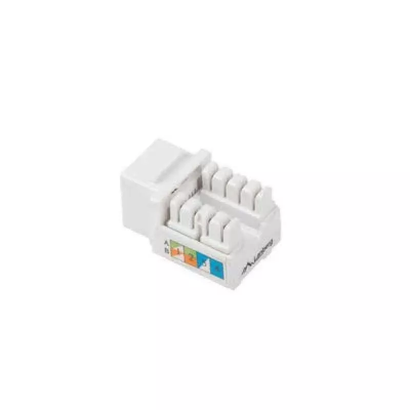 Keystone modulis LANBERG KSU6-1090, Cat6 U/UTP plokščias, RJ-45 vyriškas į LSA moterišką, AWG 22/26, 14.5×16.1 mm, baltas