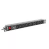 Maitinimo skirstymo įrenginys LANBERG PDU-10I-0200-IEC-BK — 10× C13 lizdų, 2 m kabelis, 10 A, 2500 W, juodas