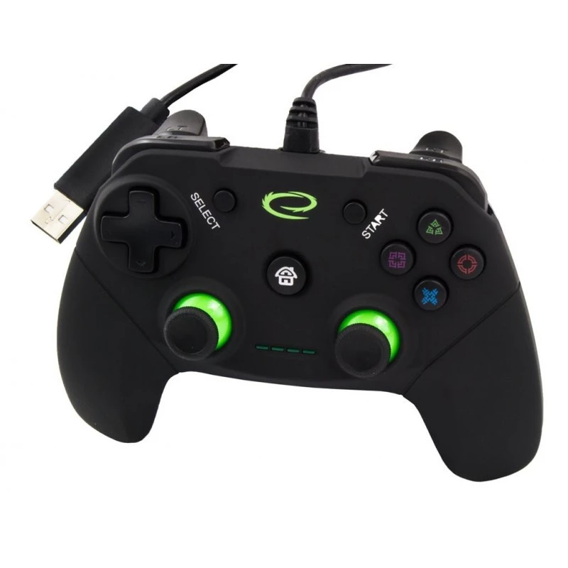 Žaidimų pultelis ESPERANZA EGG110K laidinis USB su vibracija, 12 mygtukų, 1,5 m laidas – PC ir PS3