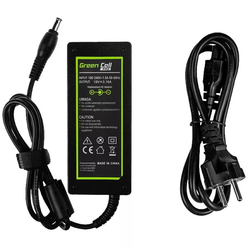 Green Cell AD20P maitinimo adapteris / inverteris Vidinis 60 W Juoda