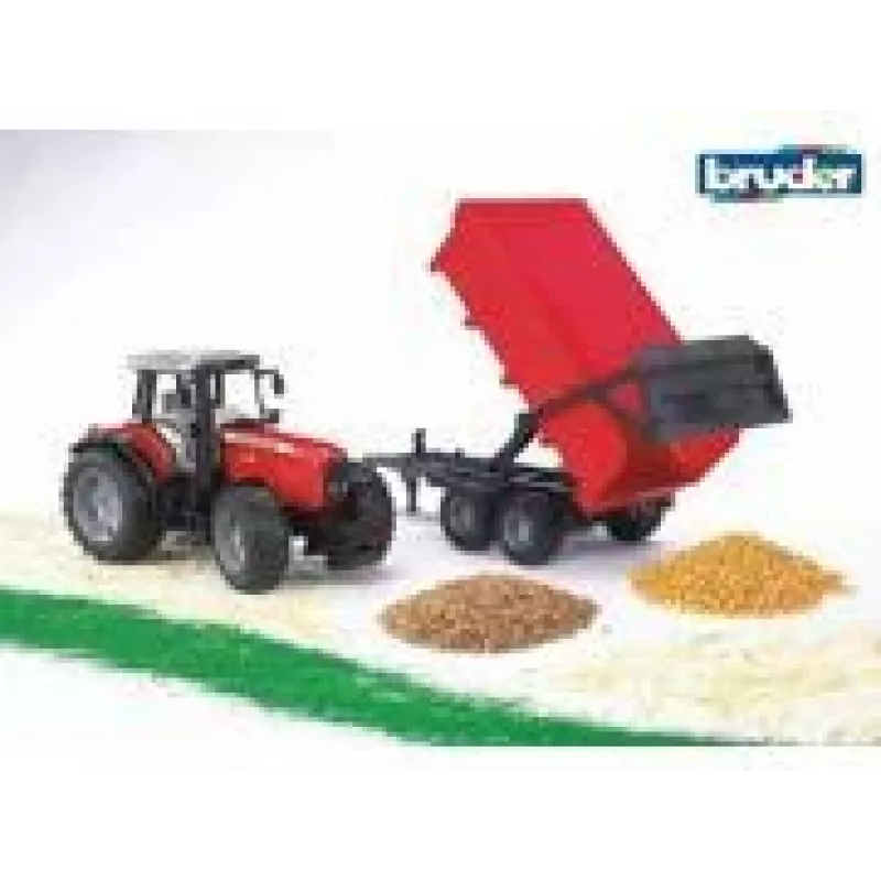 Traktoriaus modelis BRUDER Massey Ferguson 7480 su savivartė priekaba