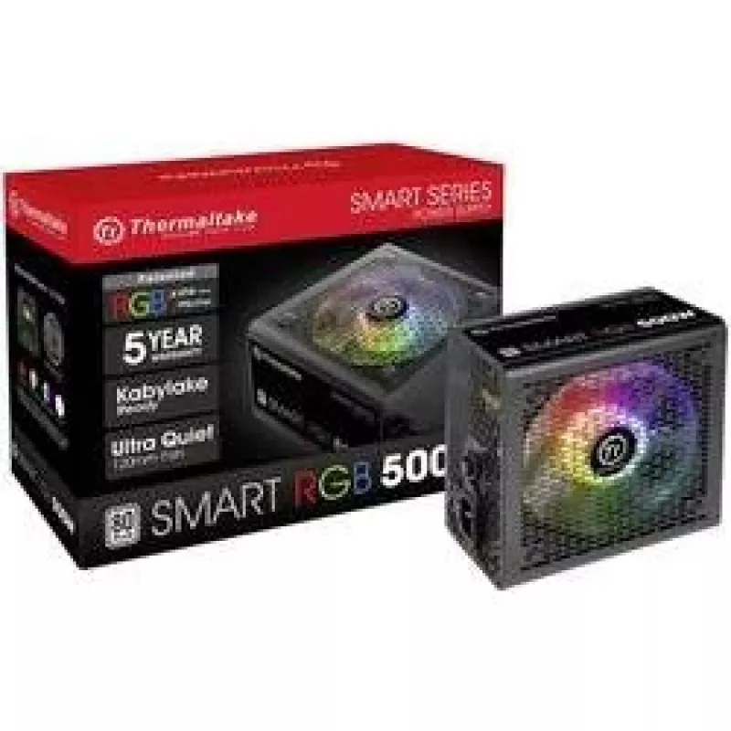 Thermaltake SMART RGB PS-SPR-0500NHSAWE-1 - Maitinimo blokas (vidinis) - ATX12V 2.3 - 80 PLUS - AC 230 V - 500 W - aktyvus PFC - juodas