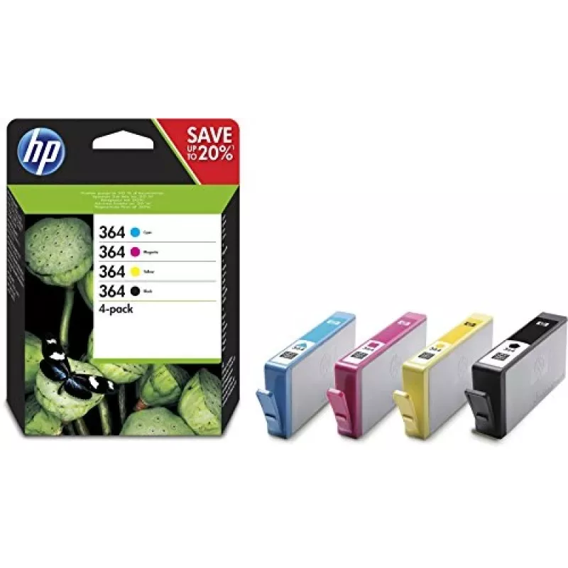 HP 364 4 vnt. juodos/ciano/magenta/geltonos spalvos originalios rašalo kasetės