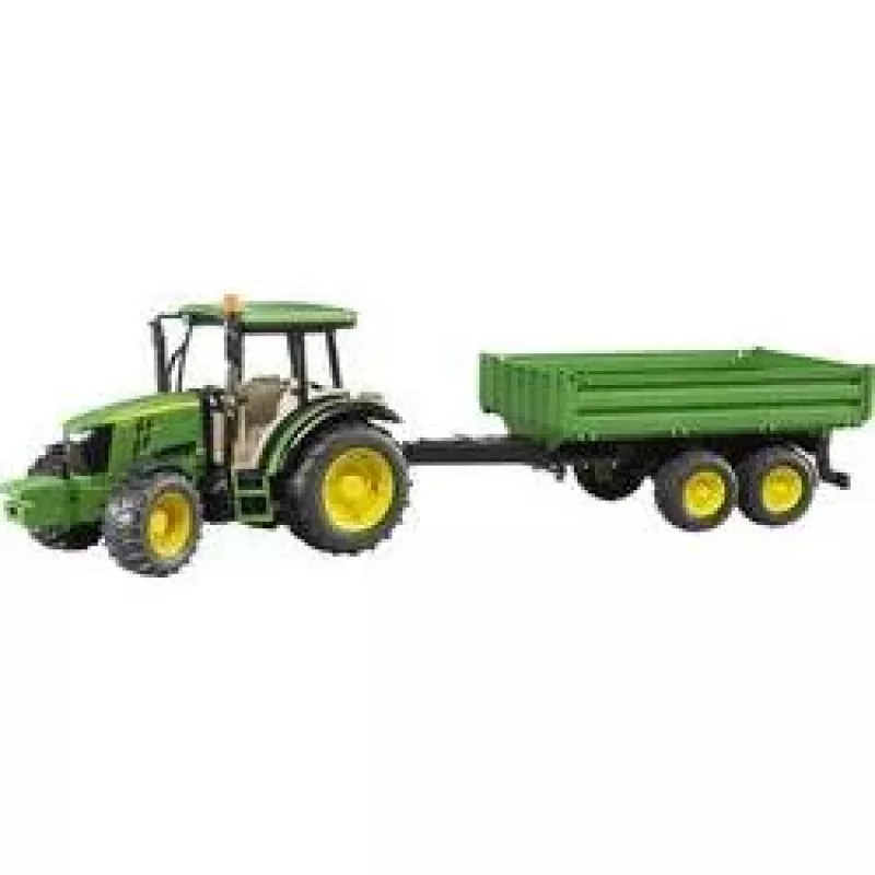 Traktoriaus modelis BRUDER John Deere 5115 M su savivarčiu priekaba
