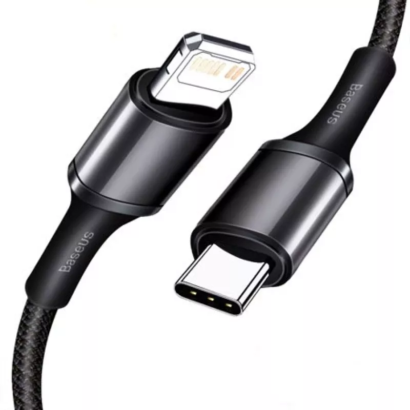 Baseus didelio tankio pintas laidas Type-C į Lightning, PD, 20W, 1m (juodas)