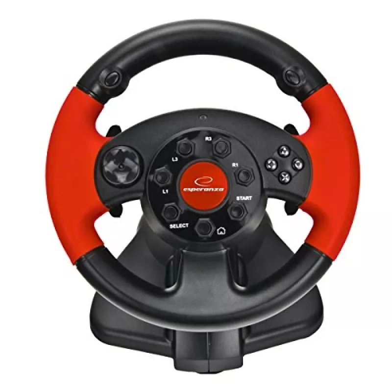Vairas ESPERANZA EG103 žaidimų valdiklis — PC/PS2/PS3, 13 mygtukų, vibracija, akselerometras, juoda/raudona