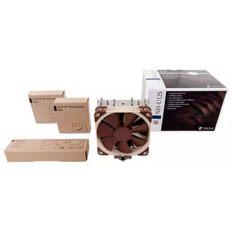 CPU aušintuvas Noctua NH-U12S, 120 mm ventiliatorius, 1500 RPM, 93.4 m³/h oro srautas, 22.4 dB, nerūdijantis plienas, 158×125×71 mm