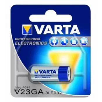 Šarminė plokščioji baterija Varta V23GA 52 mAh — cinko‑mangano monetos tipo elementas