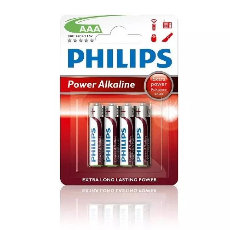 Philips Power Alkalinių AAA Baterijų, 4 vnt.