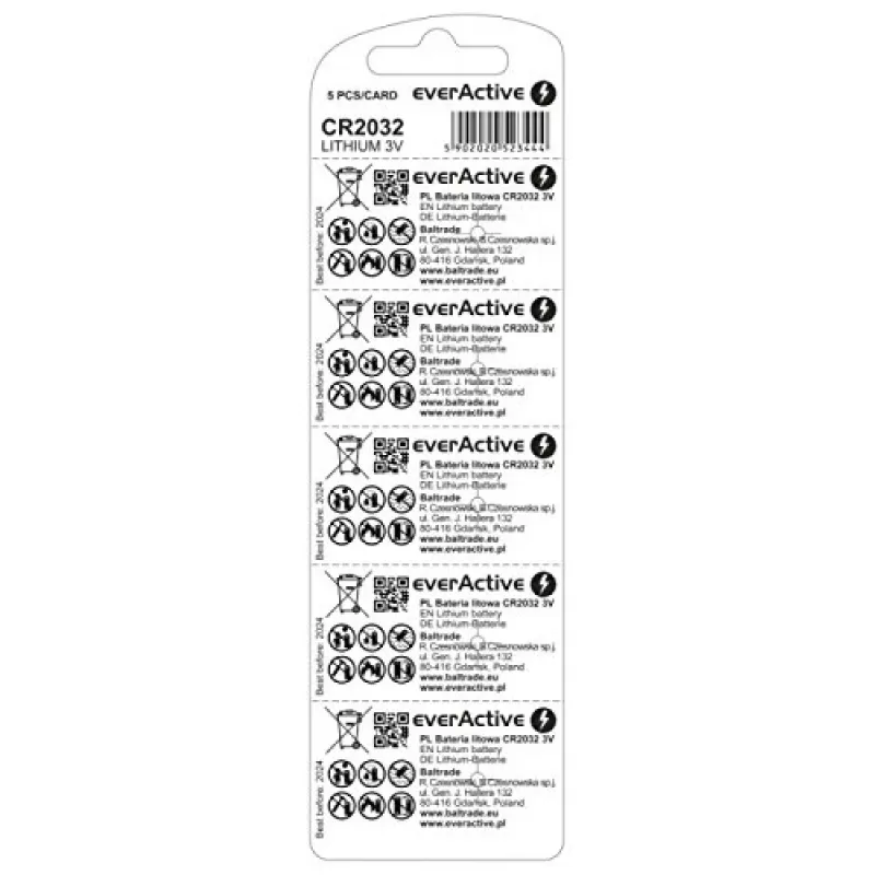 Lithium batteries everActive CR2032 - blister 5 vnt.