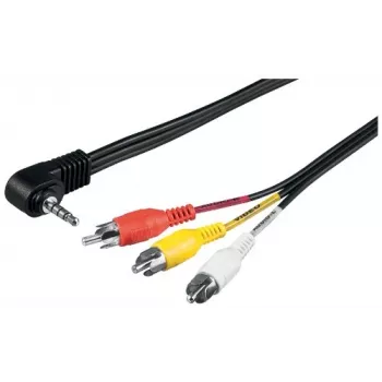 Wentronic Goobay 3,5 mm lizdo / RCA adapterio laidas, 1,5 m - 3,5 mm kištukas (4 kontaktų, stereofoninis) 90° > 3x RCA kištukas (50209)