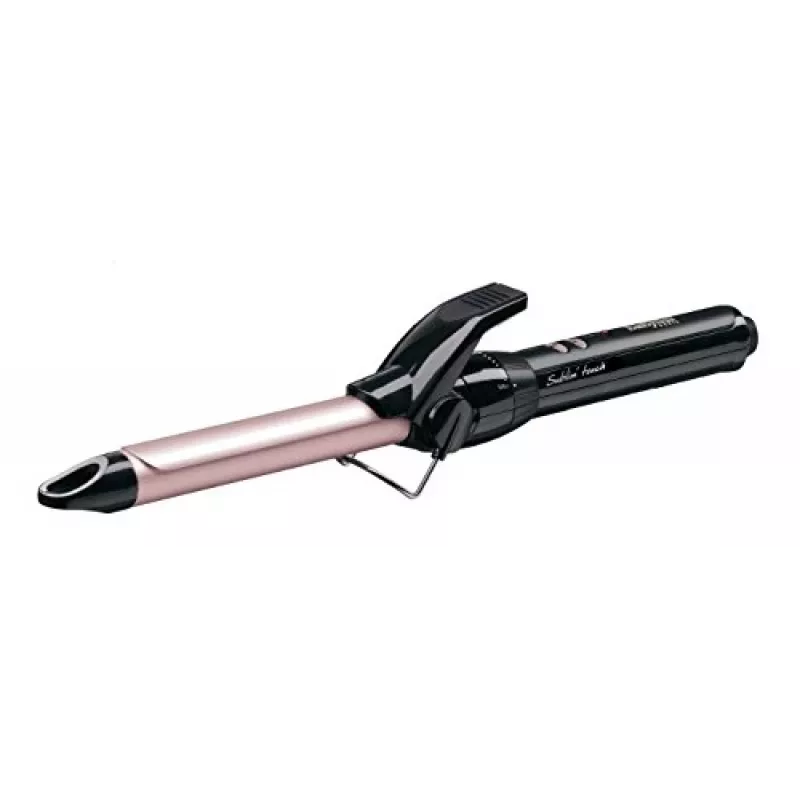 Garbanojimo žnyplės BABYLISS Pro 180 19mm — 19 mm cilindras, 150–180°C, 10 kaitinimo lygių, sukamas laidas, rožinė/juoda