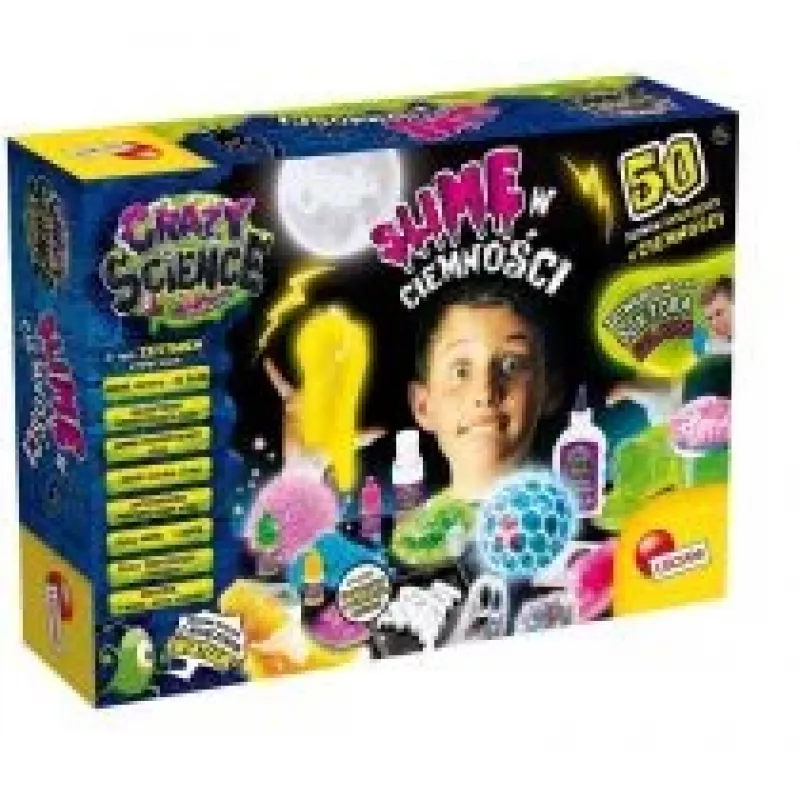 Mokslo rinkinys Liscianigiochi Crazy Science Švytintis gleivės tamsoje 304-PL89239 — švytinčių gleivių eksperimentų rinkinys