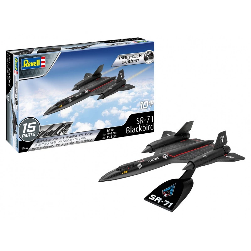 Revell 1/110 mastelio Lockheed SR-71 Juoda Bird Easy Click modelio rinkinys
