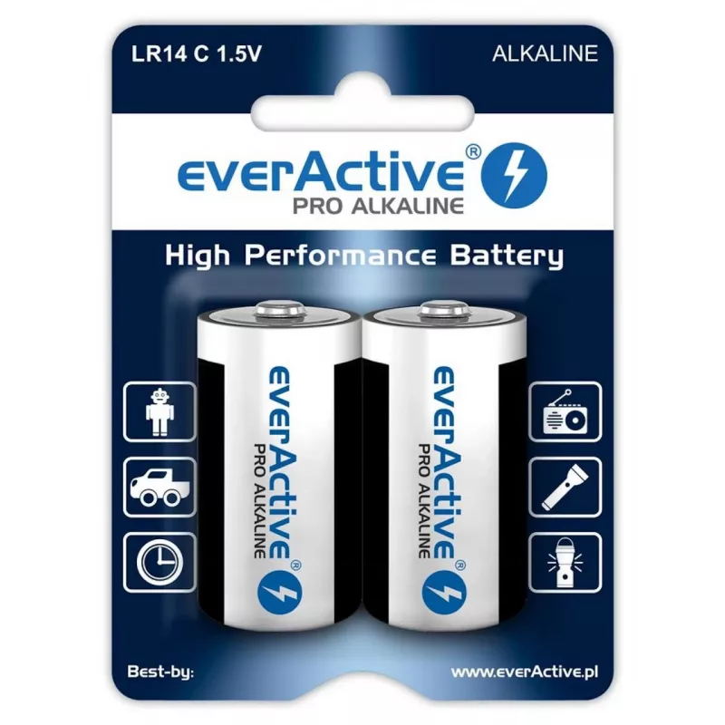 Šarminės baterijos everActive Pro LR14 C 1.5V 8000 mAh — 2 vnt.