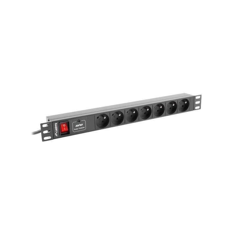 LANBERG PDU-07E-0200-IEC-BK PDU 1U 10A 7 kištukiniai lizdai French 2m Juoda