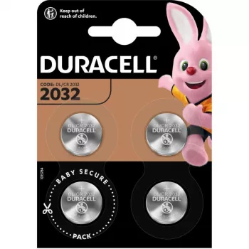 Diskinė baterija Duracell CR2032 3V ličio — pakuotė po 4 vnt.