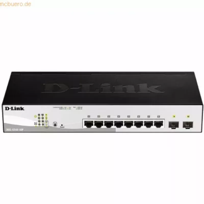 D-Link DGS-1210-10P valdomas L2 Gigabit Ethernet (10/100/1000) maitinimas per Ethernet (PoE) 1U juoda