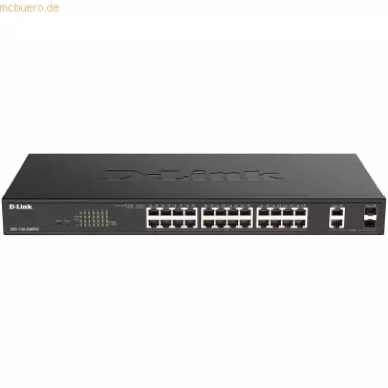 D-Link DGS-1100-26MPV2/E tinklo komutatorius Valdomas L2 Gigabit Ethernet (10/100/1000) Power over Ethernet (PoE) Juoda