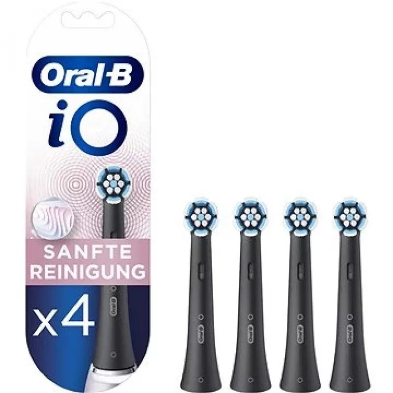 Dantų šepetėlio galvutės Oral-B iO Gentle Care — 4 vnt. pakuotėje, juodos keičiamos galvutės