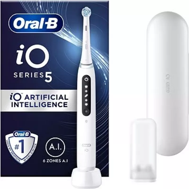 Oral B IO5 elektrinis dantų šepetėlis su dėklu Quite White 1 vnt.
