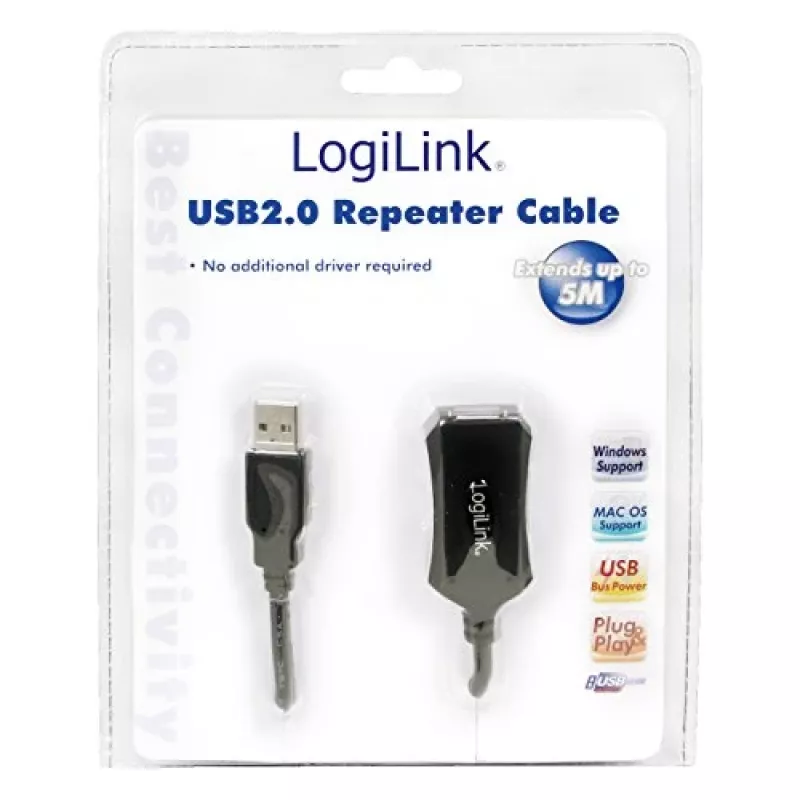 LogiLink USB 2.0 kartotuvinis kabelis - 5,0 m USB kabelis 5 M USB A