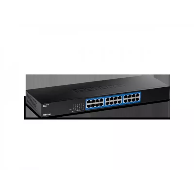 TRENDnet 24 prievadų Gigabit jungiklis, TEG-S25, 24 x Gigabit RJ-45 prievadai, 48 Gbps perjungimo talpa, be ventiliatoriaus, metalinis korpusas, vidinis maitinimo šaltinis