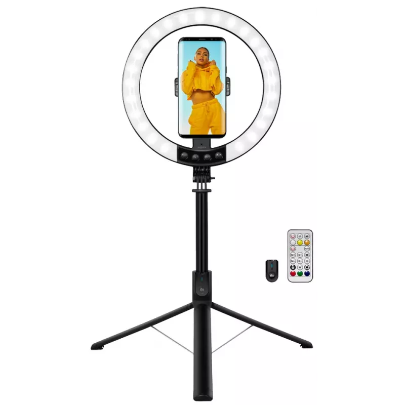 LogiLink išmaniojo telefono žiedinė lemputė su asmenukių lazda / trikoju, DM 20cm (AA0156)