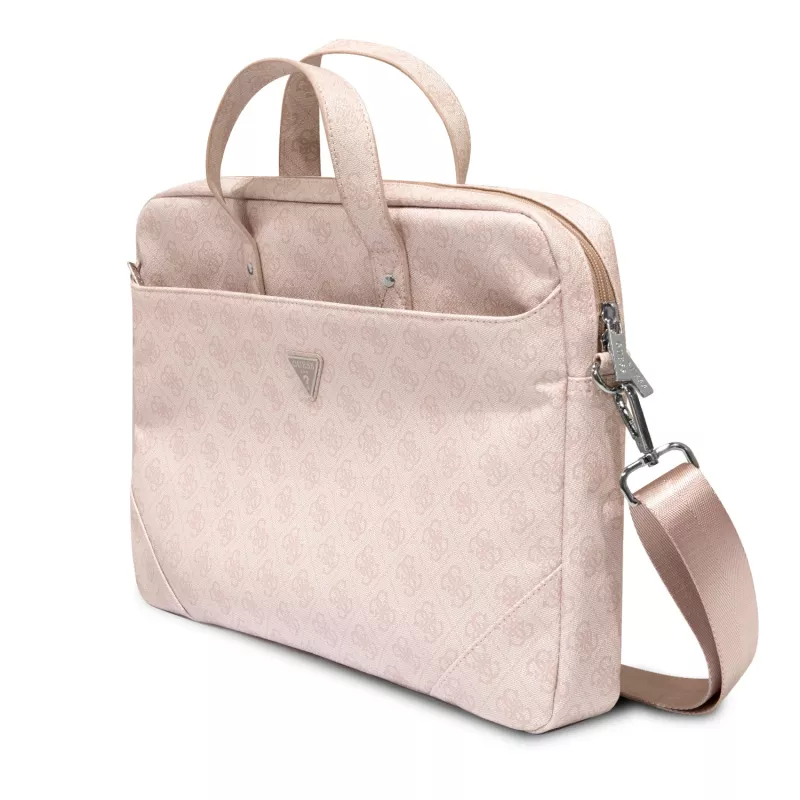 Guess 4G Trikampio Logotipo Nešiojamojo Kompiuterio Krepšys 16 Rose Pink Saffiano - GUCB15P4TP